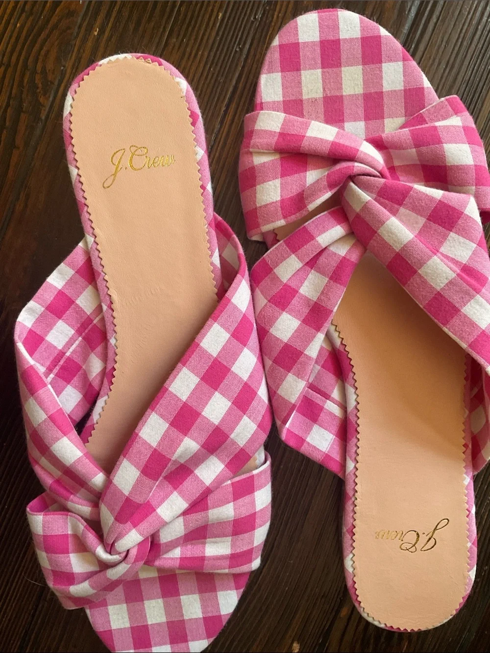 Crew Pink White Gingham Sandals Size 9